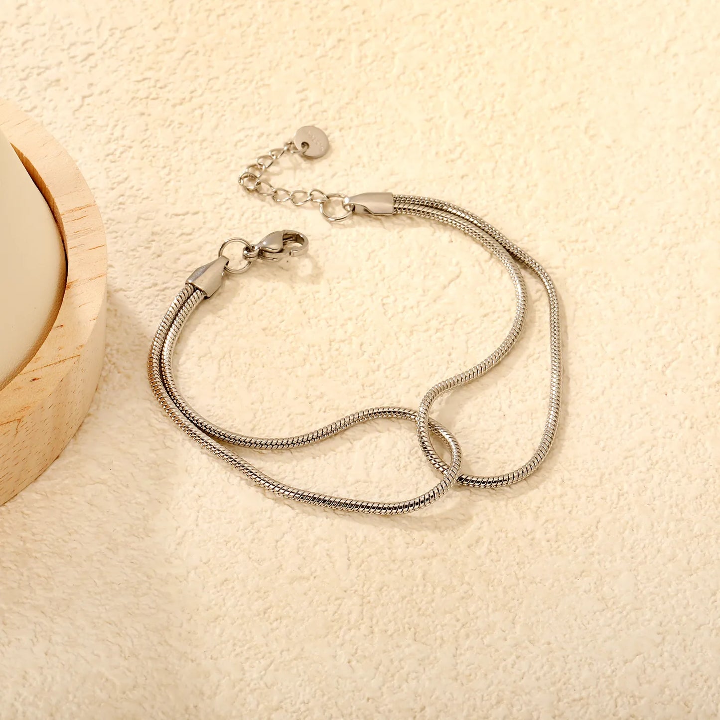 Wholesale Double Layer Snake Chain Bracelet | 2 Color Options | Hypoallergenic Stainless Steel | MOQ 12