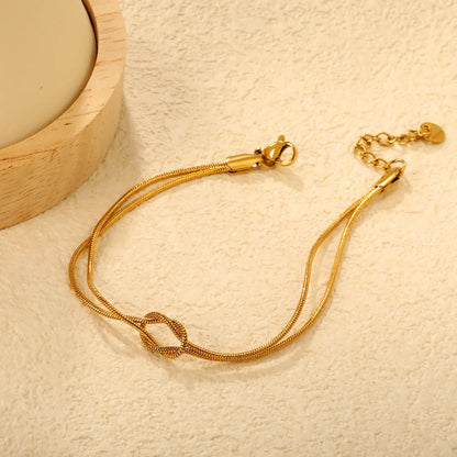 Wholesale Double Layer Knot Snake Chain Bracelet | Adjustable Length | Bulk Order MOQ 12