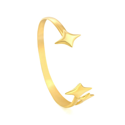 18K Gold Plated Star Open Cuff Bangle | Gold & Silver Finishes | Hypoallergenic Stainless Steel | Wholesale MOQ 12