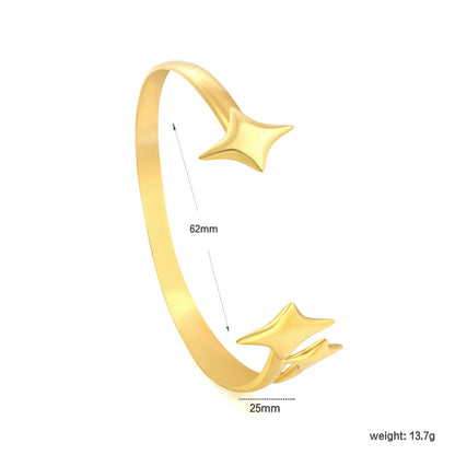 18K Gold Plated Star Open Cuff Bangle | Gold & Silver Finishes | Hypoallergenic Stainless Steel | Wholesale MOQ 12