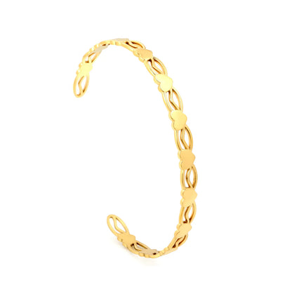 Wholesale Heart Link Open Cuff Bangle | Gold & Silver Finishes | Stainless Steel | MOQ 12