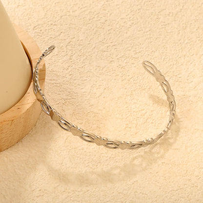 Wholesale Heart Link Open Cuff Bangle | Gold & Silver Finishes | Stainless Steel | MOQ 12