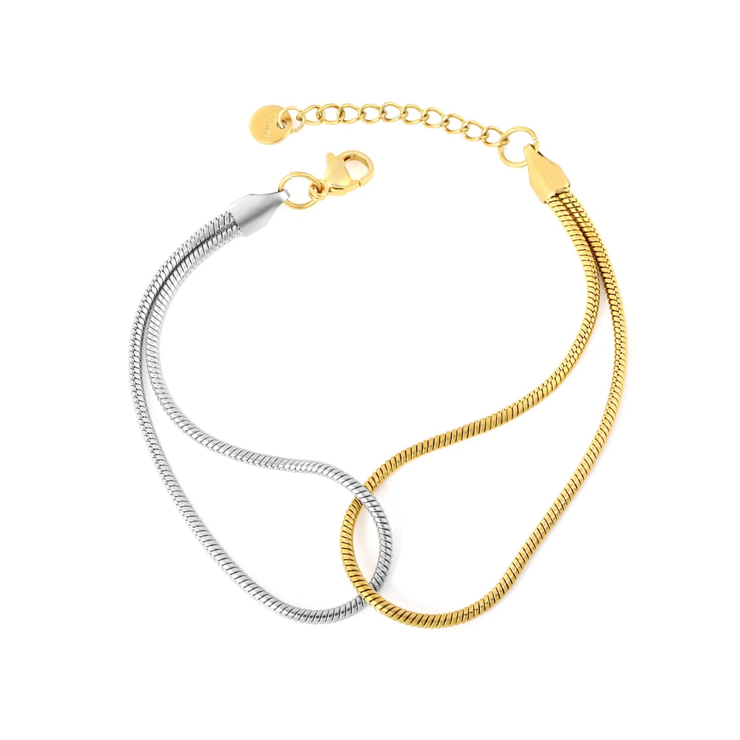Wholesale Double Layer Snake Chain Bracelet | 2 Color Options | Hypoallergenic Stainless Steel | MOQ 12