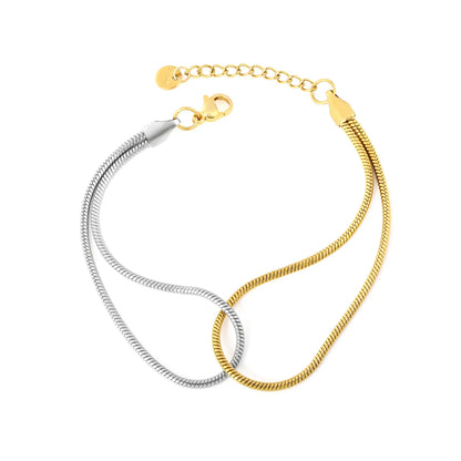 Wholesale Double Layer Snake Chain Bracelet | 2 Color Options | Hypoallergenic Stainless Steel | MOQ 12