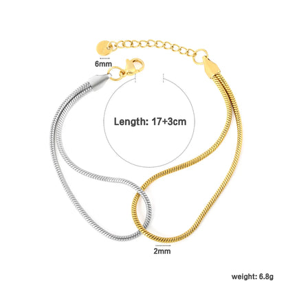 Wholesale Double Layer Snake Chain Bracelet | 2 Color Options | Hypoallergenic Stainless Steel | MOQ 12