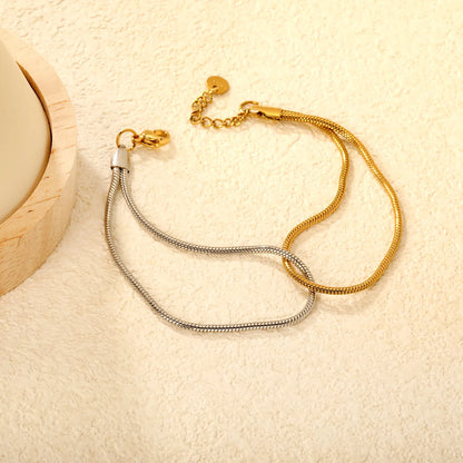 Wholesale Double Layer Snake Chain Bracelet | 2 Color Options | Hypoallergenic Stainless Steel | MOQ 12