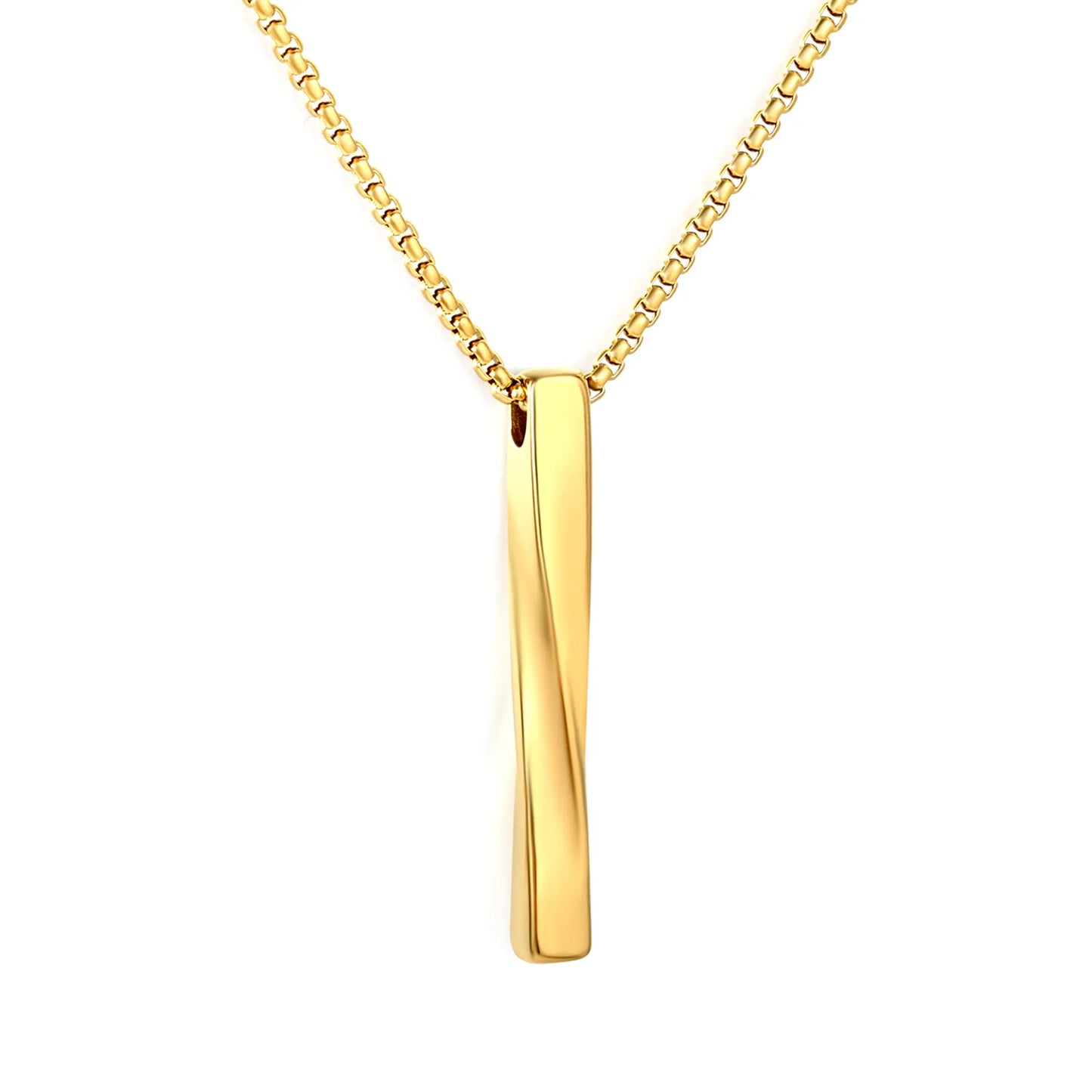 Minimalist Twisted Vertical Bar Pendant Necklace | 18K Gold Plated | Wholesale Bulk Order MOQ 12