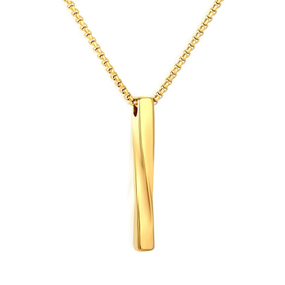 Minimalist Twisted Vertical Bar Pendant Necklace | 18K Gold Plated | Wholesale Bulk Order MOQ 12