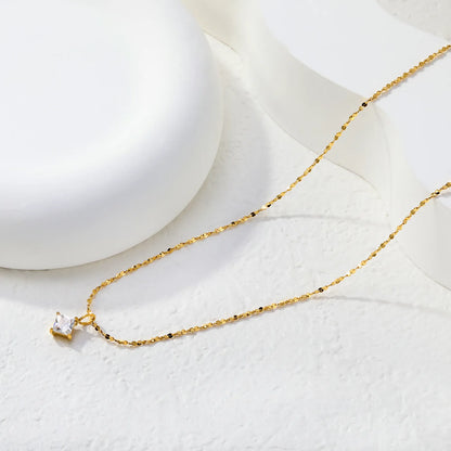 Wholesale Square Cut Crystal Pendant Sequin Chain Necklace | 18K Gold Plated | MOQ 12