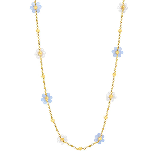 Delicate Pastel Daisy Bead Station Necklace | 18K Gold Plated | Wholesale | Bulk Order MOQ 12