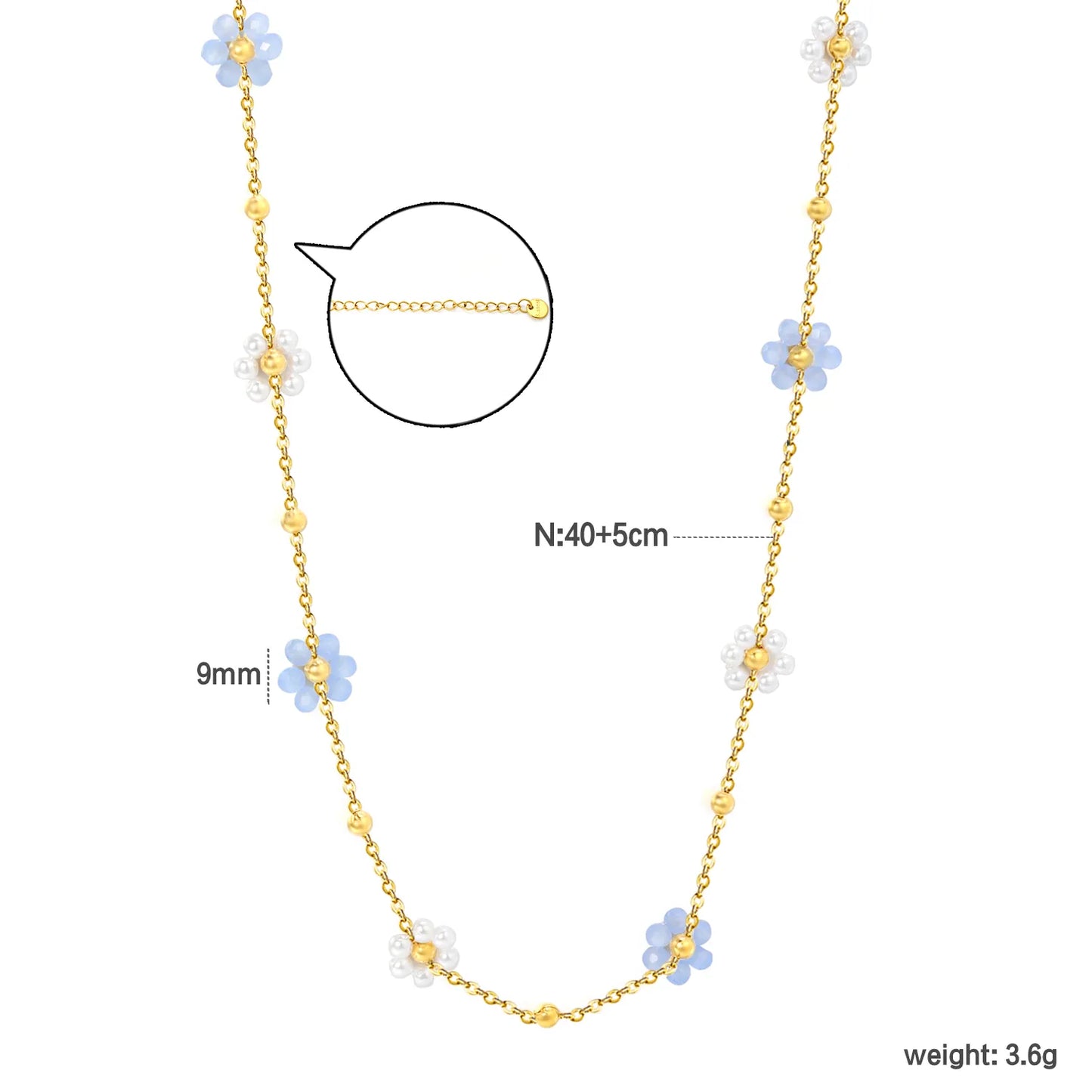 Delicate Pastel Daisy Bead Station Necklace | 18K Gold Plated | Wholesale | Bulk Order MOQ 12