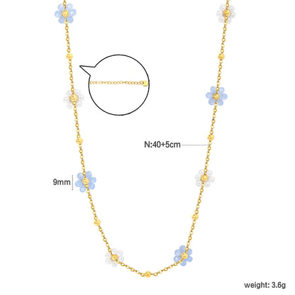 Delicate Pastel Daisy Bead Station Necklace | 18K Gold Plated | Wholesale | Bulk Order MOQ 12