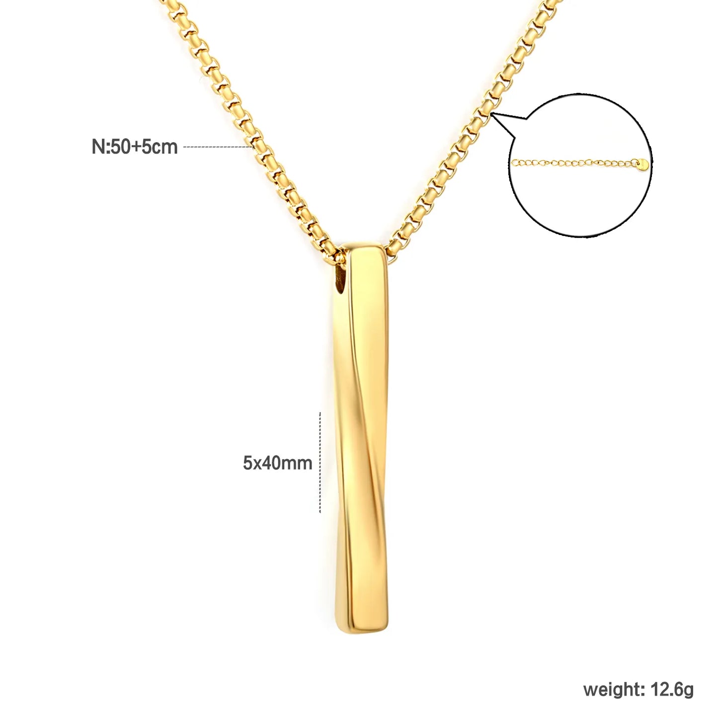 Minimalist Twisted Vertical Bar Pendant Necklace | 18K Gold Plated | Wholesale Bulk Order MOQ 12