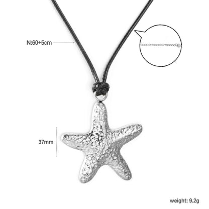 Nautical Hammered Starfish Leather Cord Necklace | Gold/Silver Color |  Wholesale MOQ 12