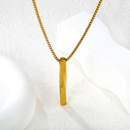 Minimalist Twisted Vertical Bar Pendant Necklace | 18K Gold Plated | Wholesale Bulk Order MOQ 12