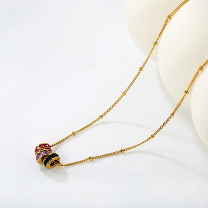 Dainty Chain Necklace with Crystal-encrusted Spiral Beads | 18K Gold Plated | Wholesale MOQ 12