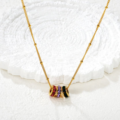 Dainty Chain Necklace with Crystal-encrusted Spiral Beads | 18K Gold Plated | Wholesale MOQ 12