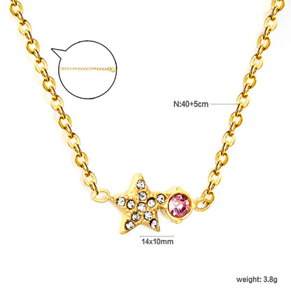 Wholesale  Pink Crystal Star Charm Necklace | Bulk Order MOQ 12 | Hypoallergenic Stainless Steel