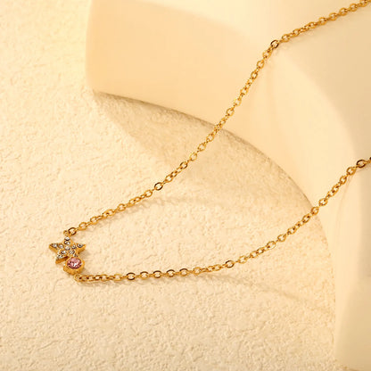 Wholesale  Pink Crystal Star Charm Necklace | Bulk Order MOQ 12 | Hypoallergenic Stainless Steel