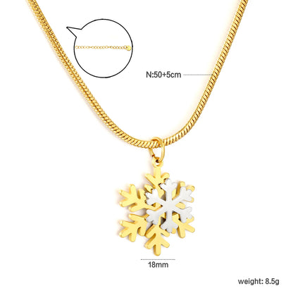 Wholesale Two-Tone Snowflake Pendant Snake Chain Necklace | Bulk Order MOQ 12 | Hypoallergenic Stainless Steel