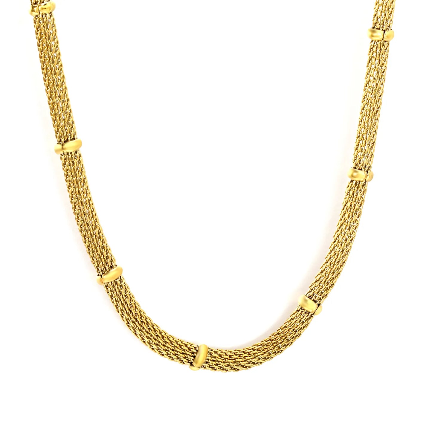 Textured Hollow Mesh Round Chain with Bead Clips | 18K Gold Plated | Wholesale Bulk Order MOQ 12