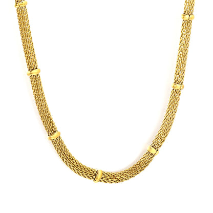 Textured Hollow Mesh Round Chain with Bead Clips | 18K Gold Plated | Wholesale Bulk Order MOQ 12
