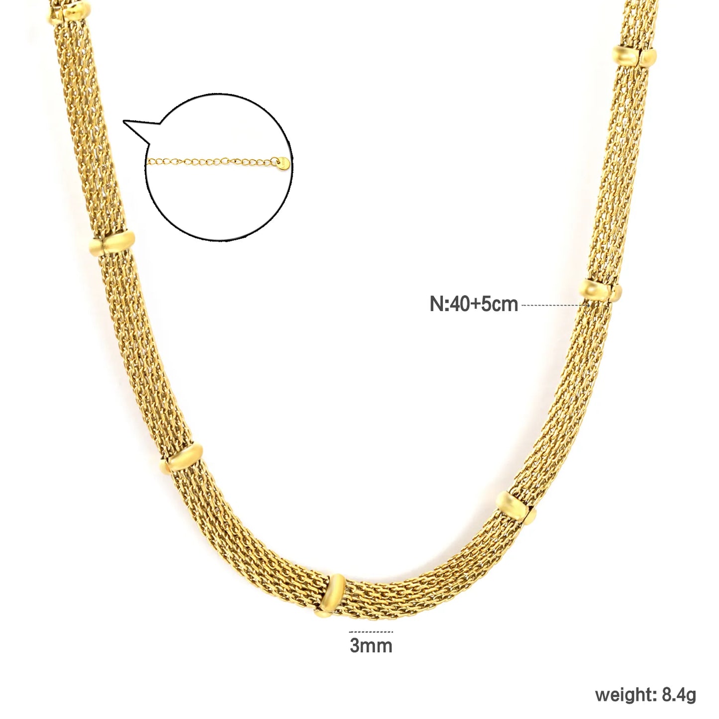 Textured Hollow Mesh Round Chain with Bead Clips | 18K Gold Plated | Wholesale Bulk Order MOQ 12