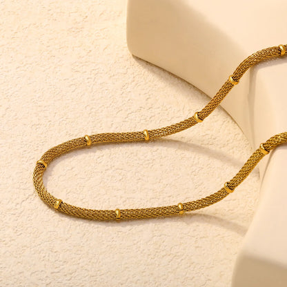 Textured Hollow Mesh Round Chain with Bead Clips | 18K Gold Plated | Wholesale Bulk Order MOQ 12