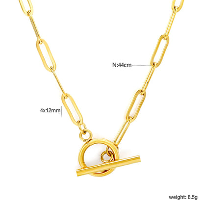 Wholesale Minimalist Toggle Clasp Paperclip Chain Choker Necklace | Bulk Order MOQ 12 | 18k Gold Plated