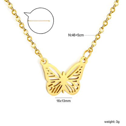 Delicate Hollow Butterfly Pendant Cable Chain Necklace | Wholesale Bulk Order MOQ 12 | 18K Gold Plated