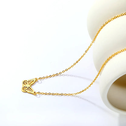 Delicate Hollow Butterfly Pendant Cable Chain Necklace | Wholesale Bulk Order MOQ 12 | 18K Gold Plated