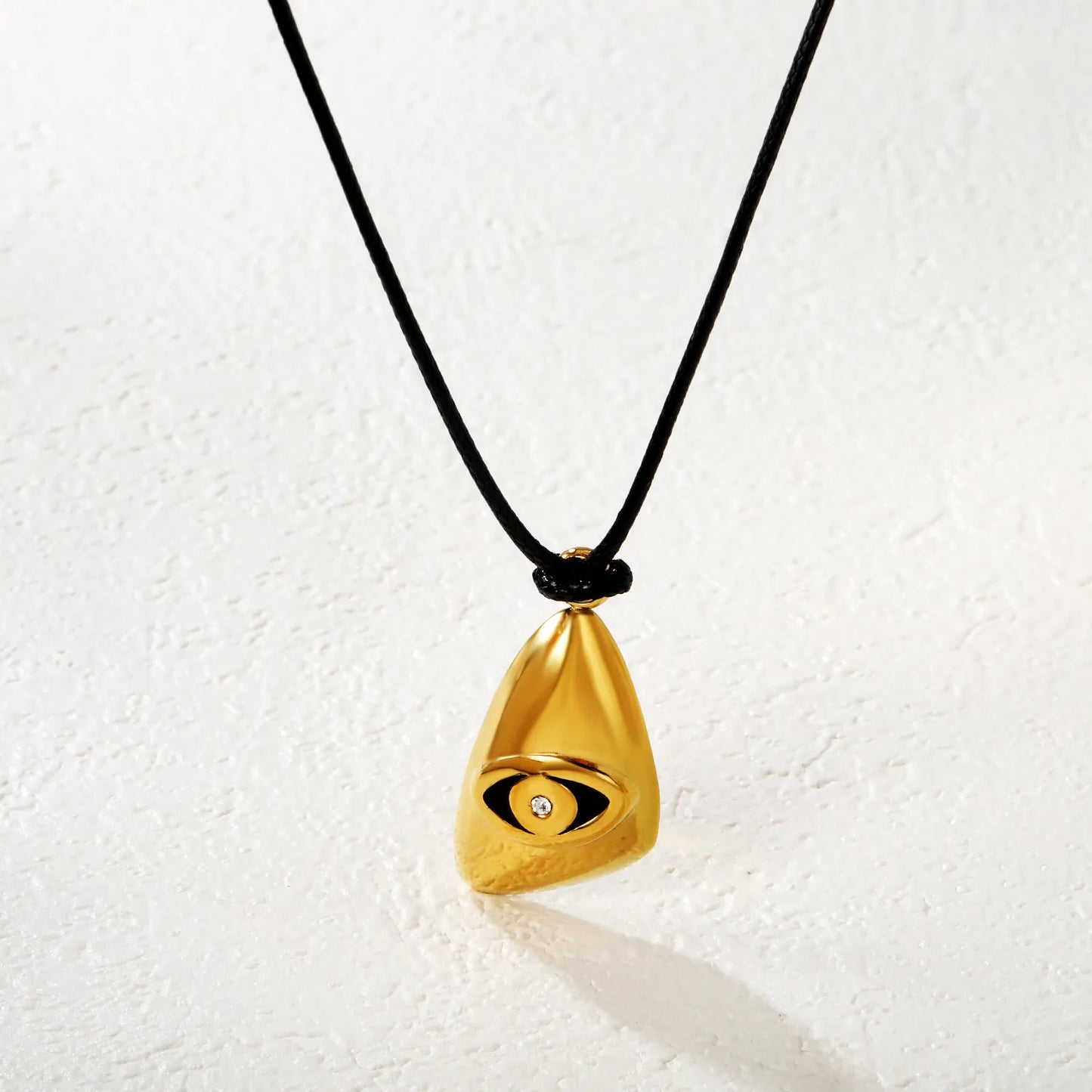 Teardrop-shaped Evil Eye Pendant Leather Cord Necklace | Wholesale Bulk Order MOQ 12