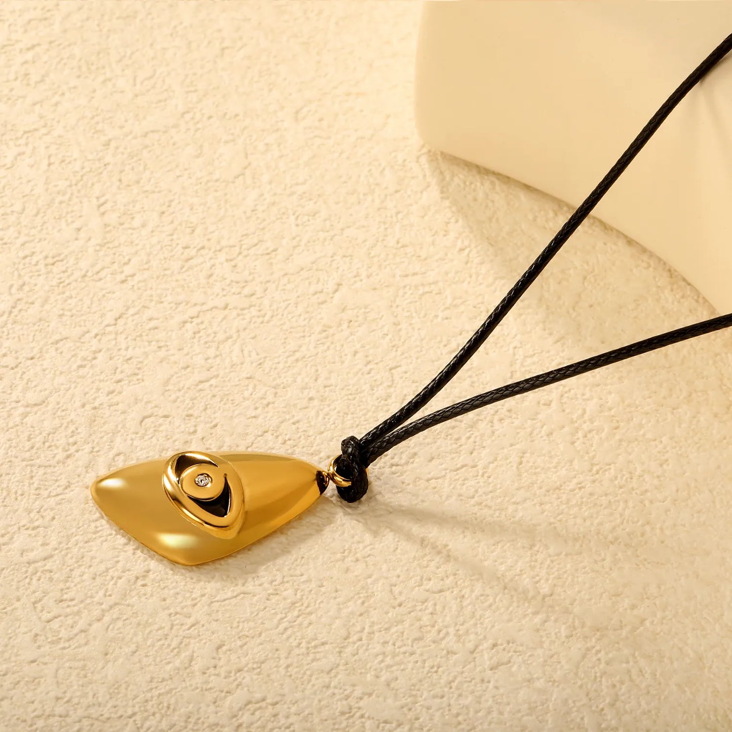 Teardrop-shaped Evil Eye Pendant Leather Cord Necklace | Wholesale Bulk Order MOQ 12