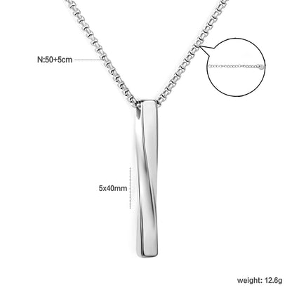 Minimalist Twisted Vertical Bar Pendant Necklace | 18K Gold Plated | Wholesale Bulk Order MOQ 12