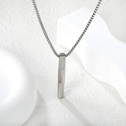 Minimalist Twisted Vertical Bar Pendant Necklace | 18K Gold Plated | Wholesale Bulk Order MOQ 12