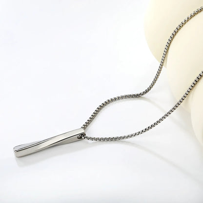 Minimalist Twisted Vertical Bar Pendant Necklace | 18K Gold Plated | Wholesale Bulk Order MOQ 12