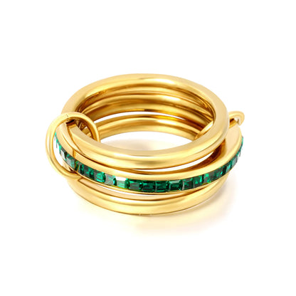 Wholesale Stackable Green Crystal Band Ring | 18K Gold Plated | Sizes 8 | MOQ 12