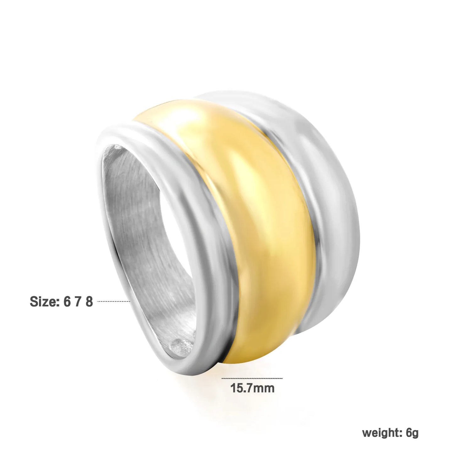 Wholesale Chunky Double Ridge Band Ring | 18K Gold Plated | Two Colors | Sizes 8 | MOQ 12