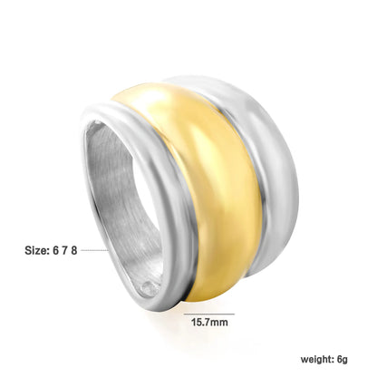 Wholesale Chunky Double Ridge Band Ring | 18K Gold Plated | Two Colors | Sizes 8 | MOQ 12