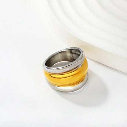 Wholesale Chunky Double Ridge Band Ring | 18K Gold Plated | Two Colors | Sizes 8 | MOQ 12