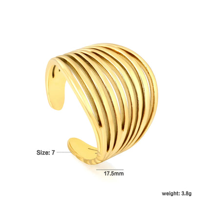 Wholesale Multi-Layer Open Cuff Ring | 18K Gold Plated | Size 7 | MOQ