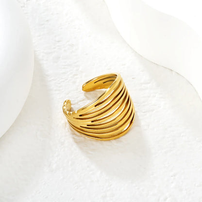 Wholesale Multi-Layer Open Cuff Ring | 18K Gold Plated | Size 7 | MOQ