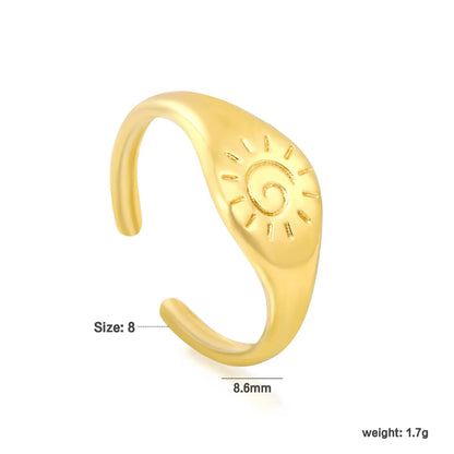 Sun Spiral Open Signet Ring | 18K Gold Plated | Size 8 | Wholesale MOQ 12