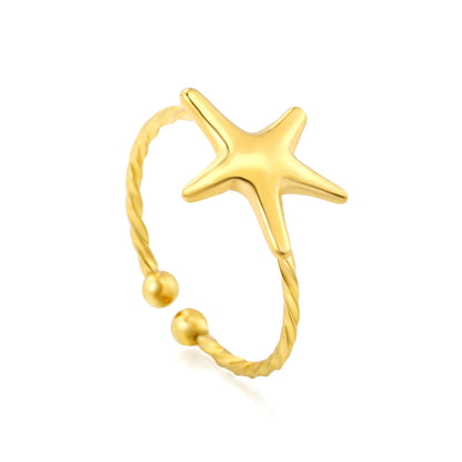 Wholesale Star Twisted Open Ring | 18K Gold Plated | Size 7 | MOQ 12