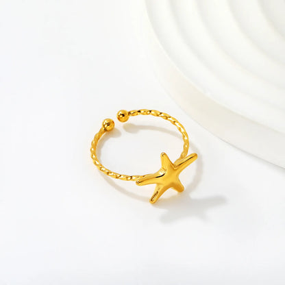 Wholesale Star Twisted Open Ring | 18K Gold Plated | Size 7 | MOQ 12