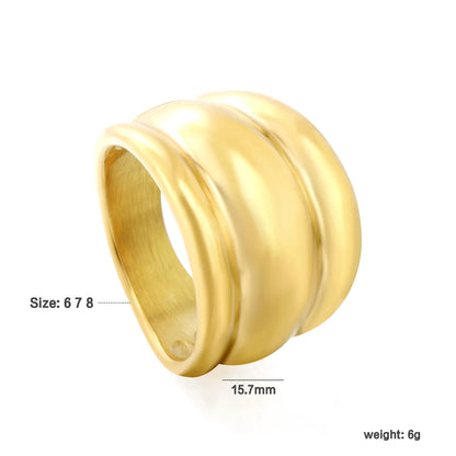 Wholesale Chunky Double Ridge Band Ring | 18K Gold Plated | Two Colors | Sizes 8 | MOQ 12