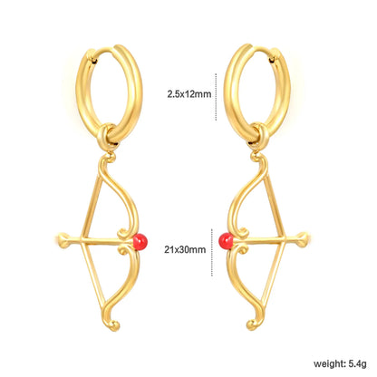 Cupid Bow & Arrow Charm Hoop Earrings | 18K Gold Plated Stainless Steel | Wholesale Bulk Order MOQ 12