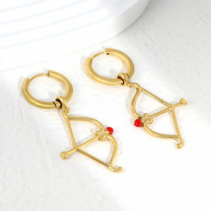 Cupid Bow & Arrow Charm Hoop Earrings | 18K Gold Plated Stainless Steel | Wholesale Bulk Order MOQ 12