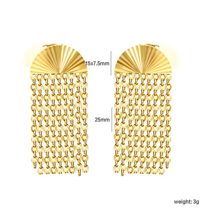 Fan Top Chain Tassel Drop Earrings | 18K Gold Plated Stainless Steel | Wholesale Bulk Order MOQ 12