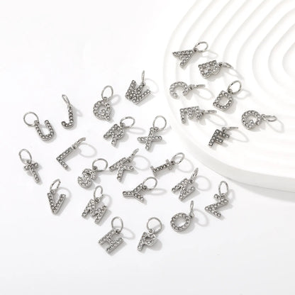 Silver Initial Letter Charms with Cubic Zirconia | Hypoallergenic Stainless Steel | Wholesale Bulk Order